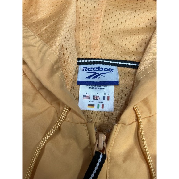Vtg Y2K Reebok Salmon Orange 1/4 Zip Hooded Windbreaker Jacket Size Medium - Picture 3 of 7